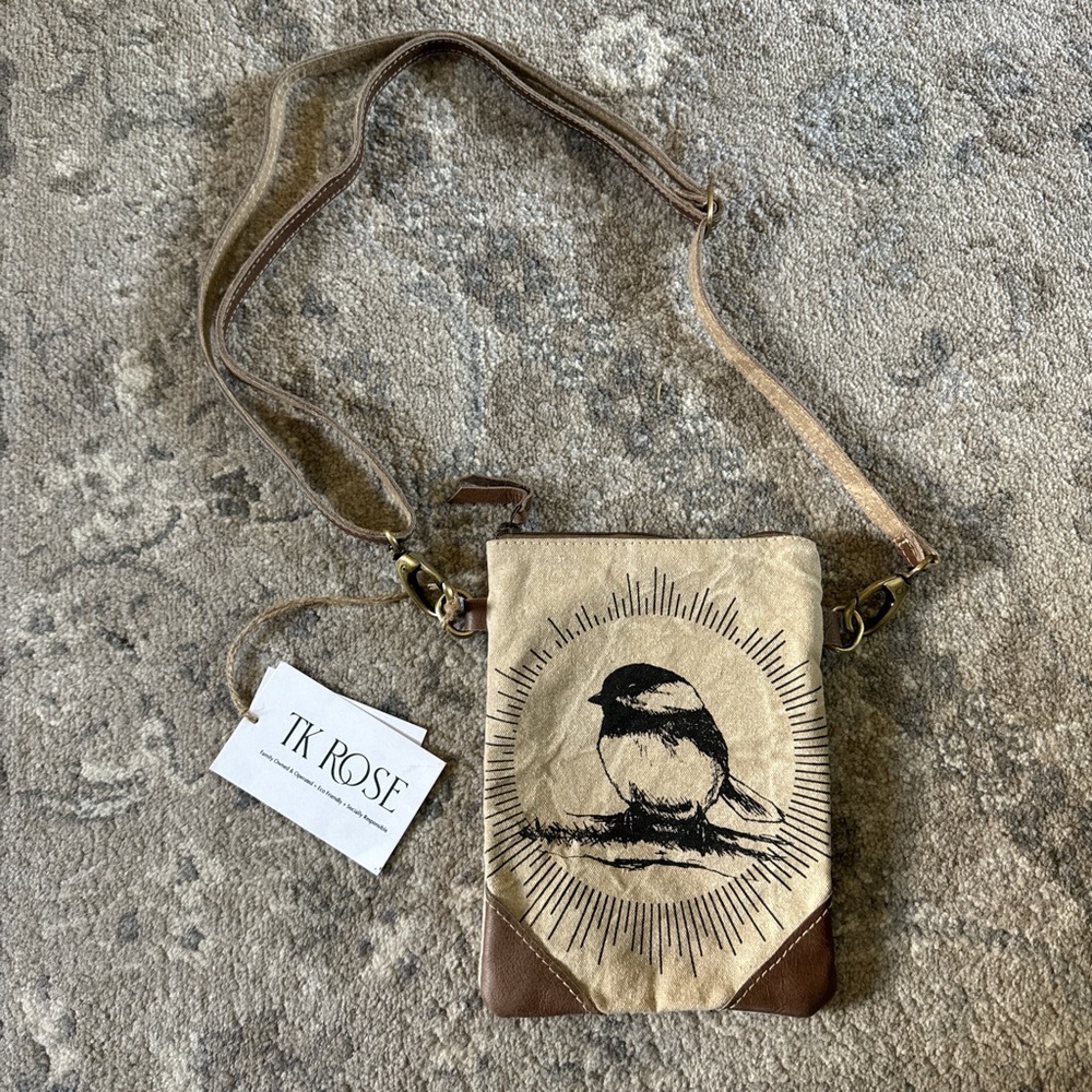 Brown and Tan Crossbody Bird Bag